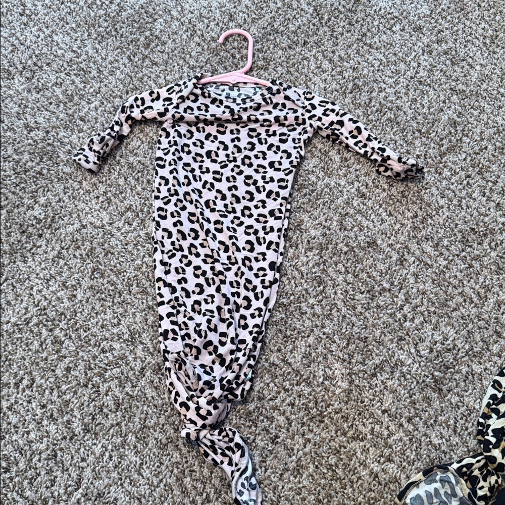 Posh Peanut Tan and Black Leopard Baby Gown